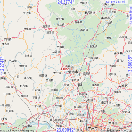 Taihe on map