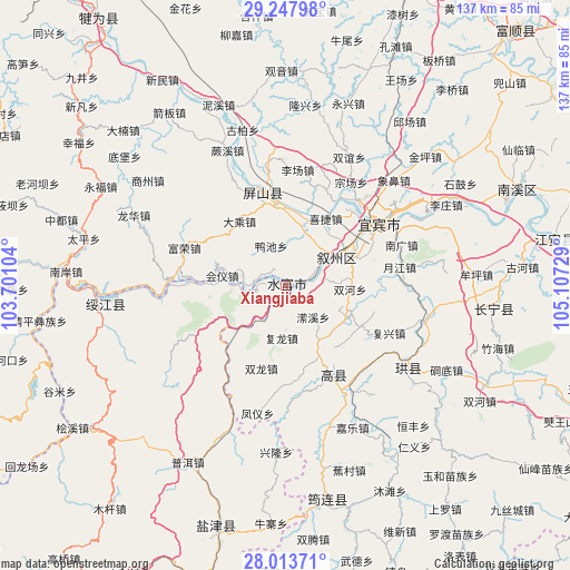 Xiangjiaba on map