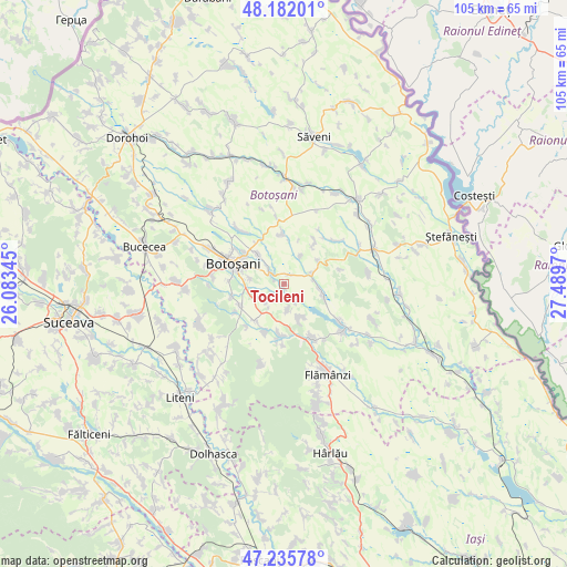 Tocileni on map