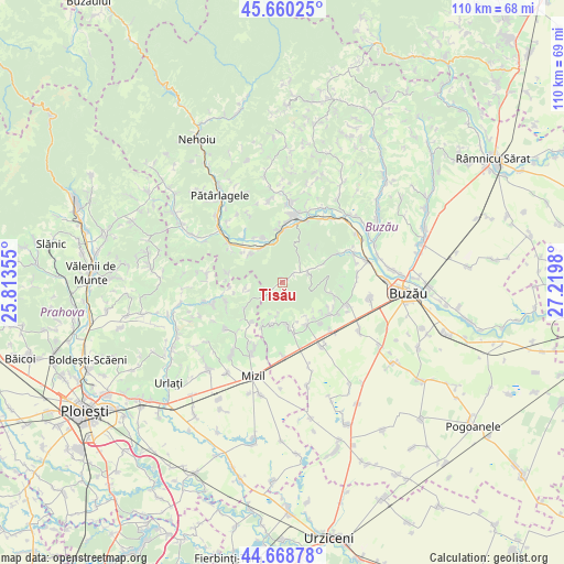 Tisău on map