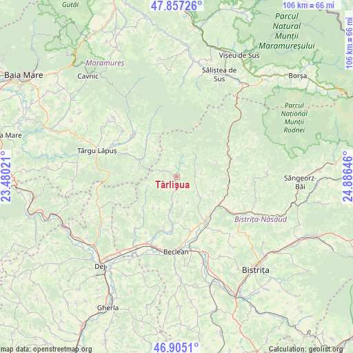 Târlişua on map