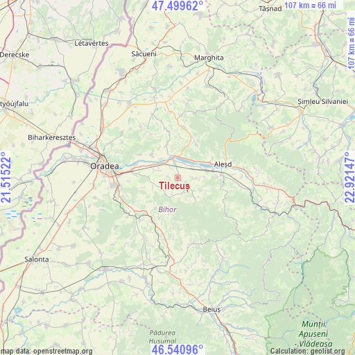 Tilecuș on map