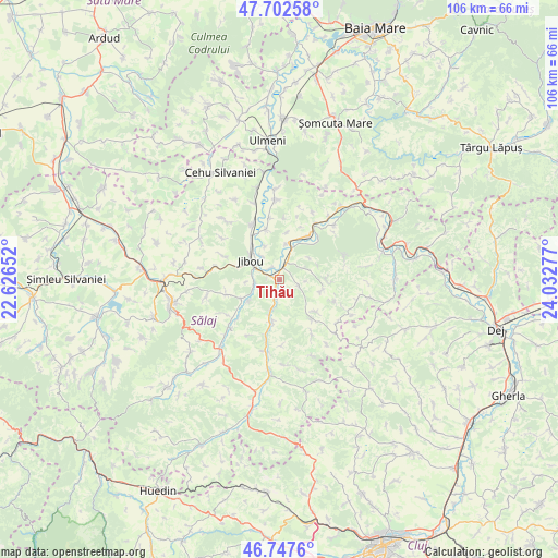 Tihău on map