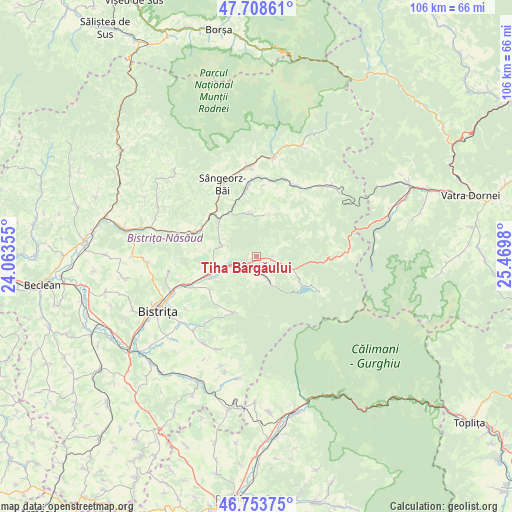Tiha Bârgăului on map