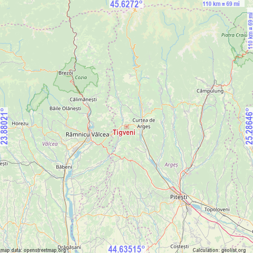 Tigveni on map