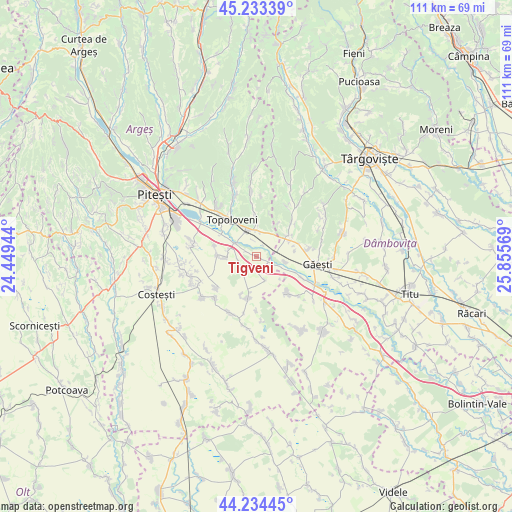 Tigveni on map