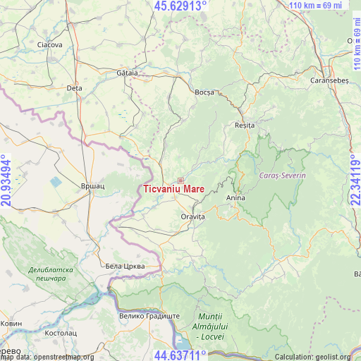 Ticvaniu Mare on map