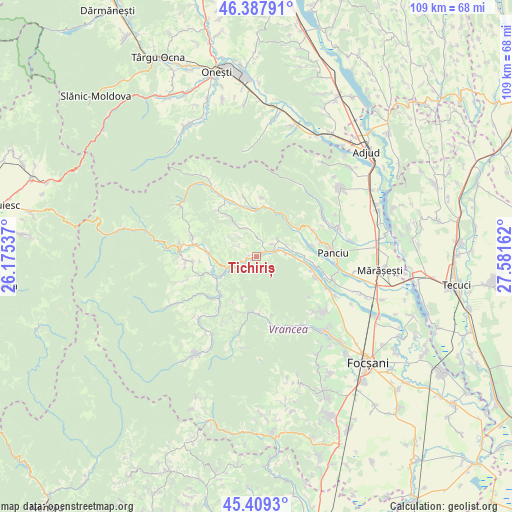 Tichiriș on map