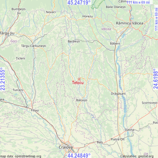 Tetoiu on map