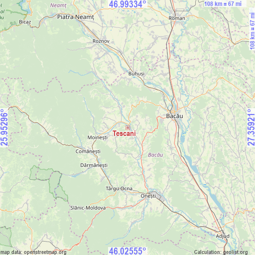 Tescani on map