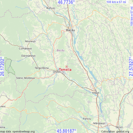 Temelia on map