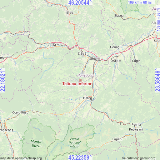 Teliucu Inferior on map