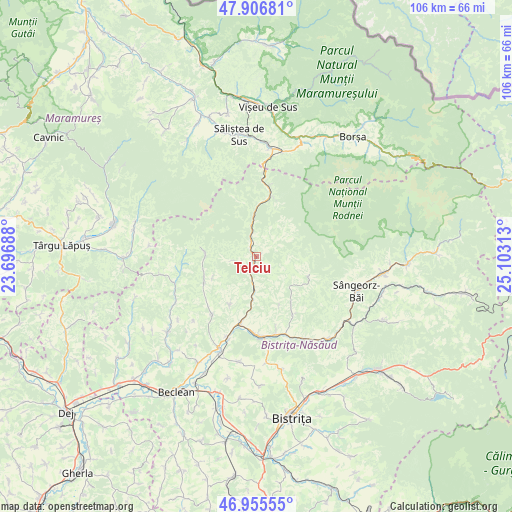 Telciu on map