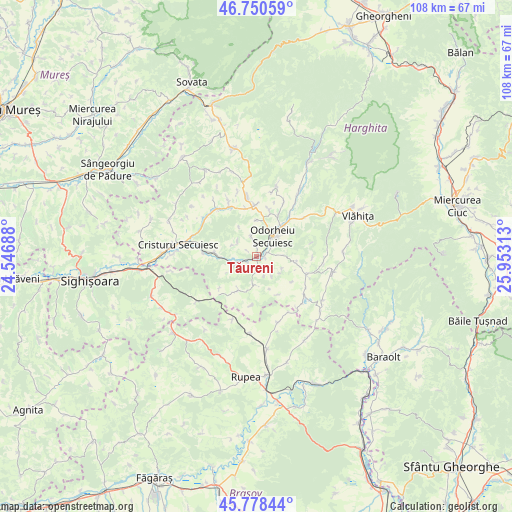 Tăureni on map