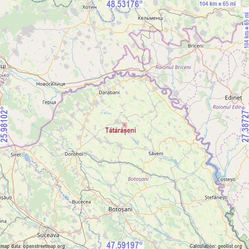 Tătărășeni on map