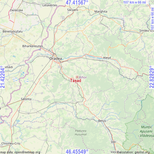 Tășad on map