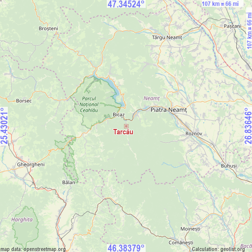 Tarcău on map