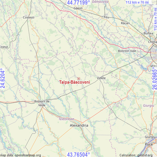 Talpa-Bâscoveni on map