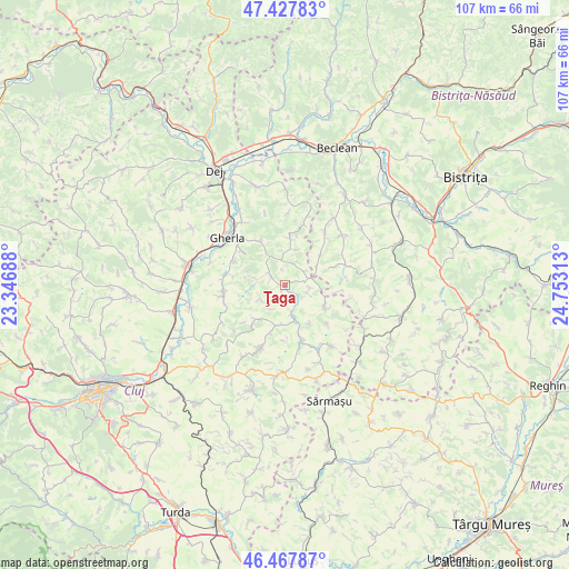 Ţaga on map