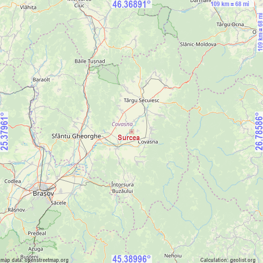 Surcea on map