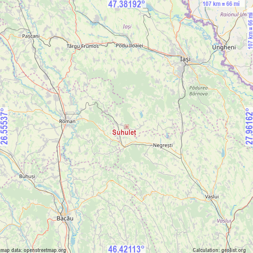 Suhuleț on map