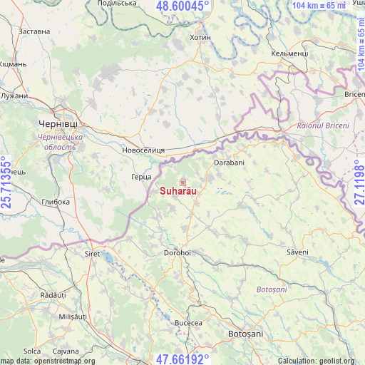 Suharău on map