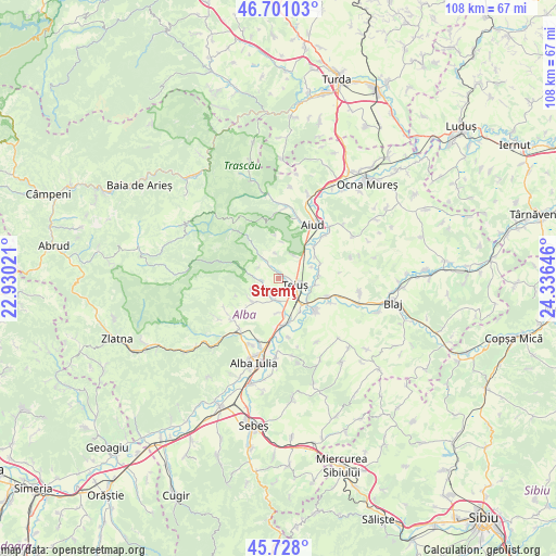 Stremţ on map