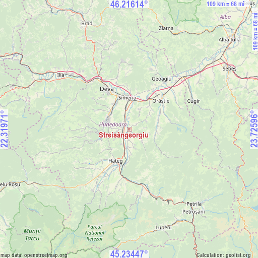 Streisângeorgiu on map