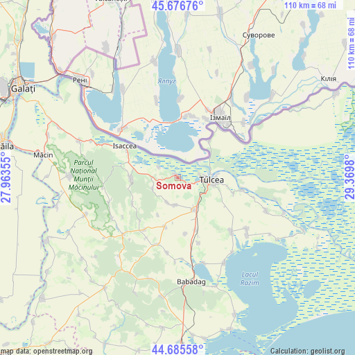 Somova on map