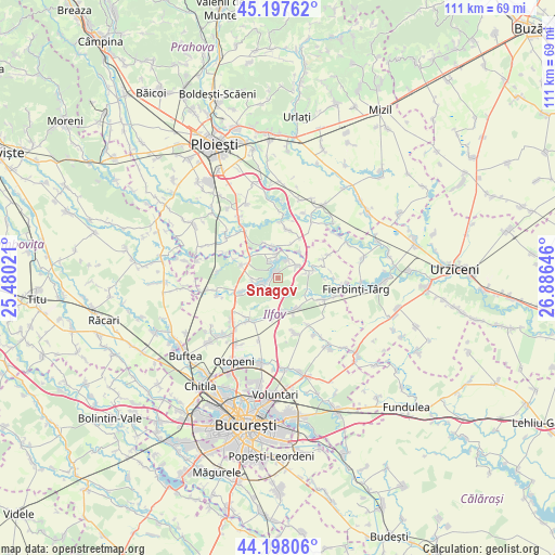 Snagov on map