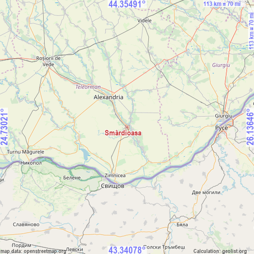 Smârdioasa on map