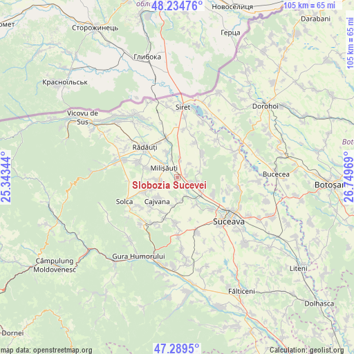 Slobozia Sucevei on map