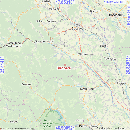 Slătioara on map