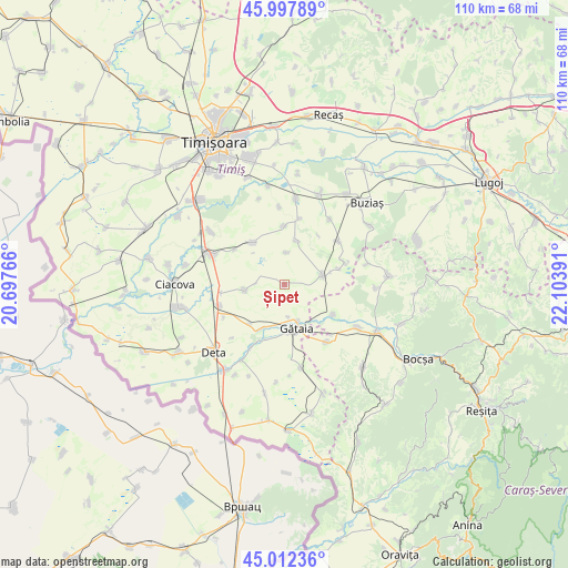 Șipet on map