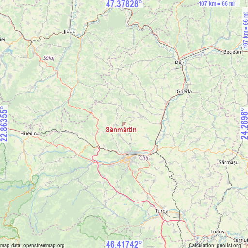 Sânmărtin on map