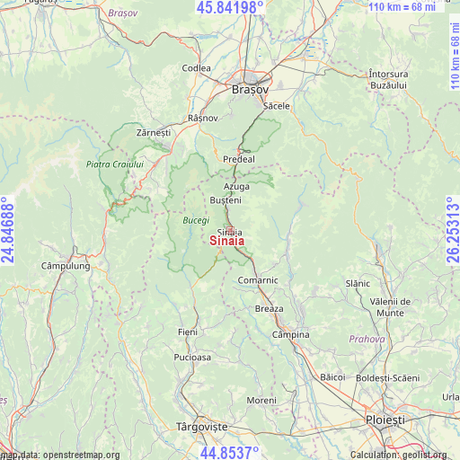 Sinaia on map