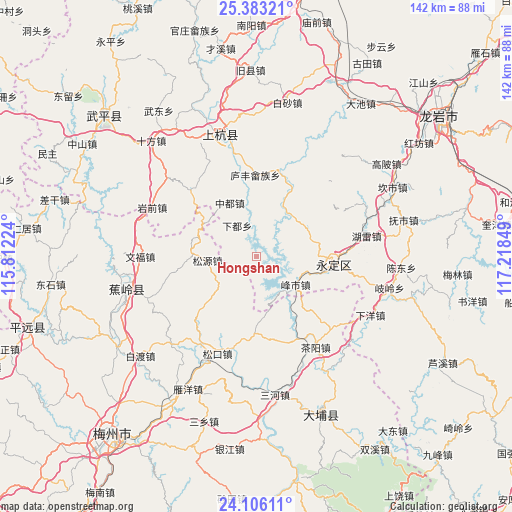 Hongshan on map