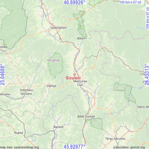 Siculeni on map