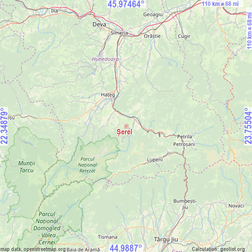 Șerel on map