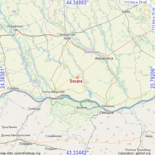 Secara on map