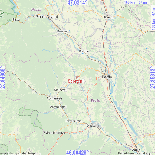 Scorţeni on map