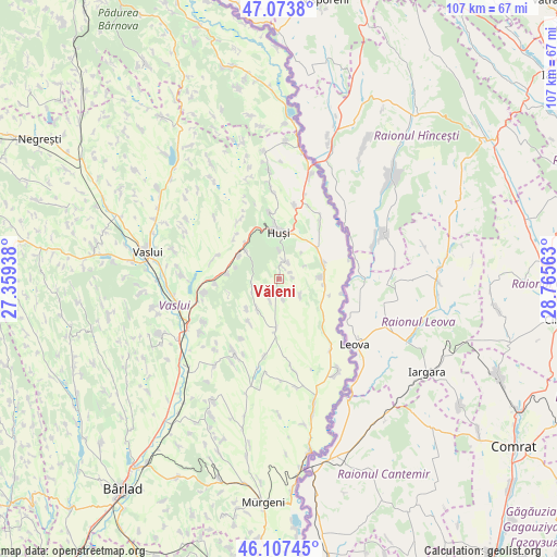 Văleni on map