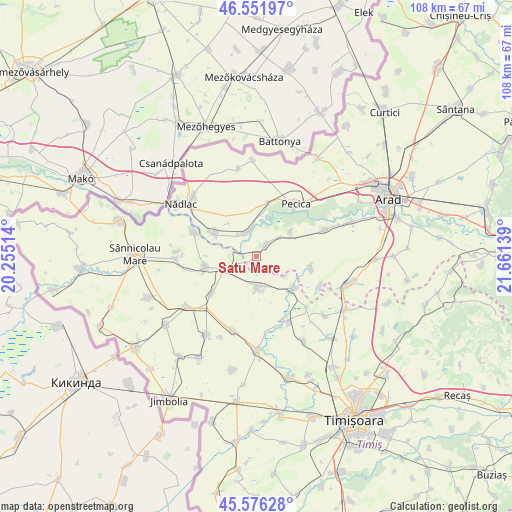 Satu Mare on map