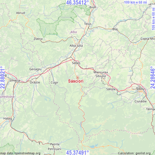 Săsciori on map