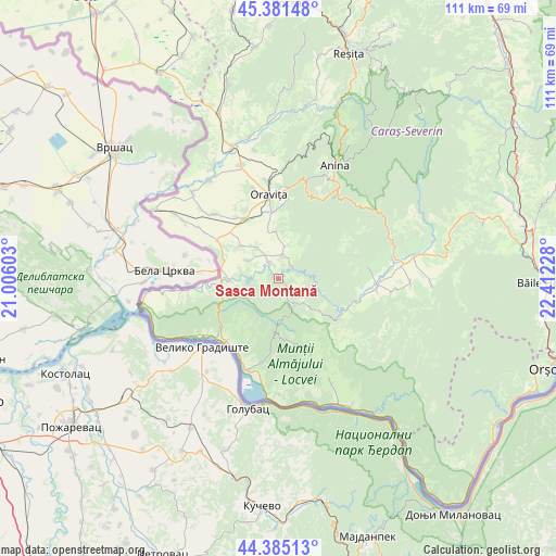 Sasca Montană on map