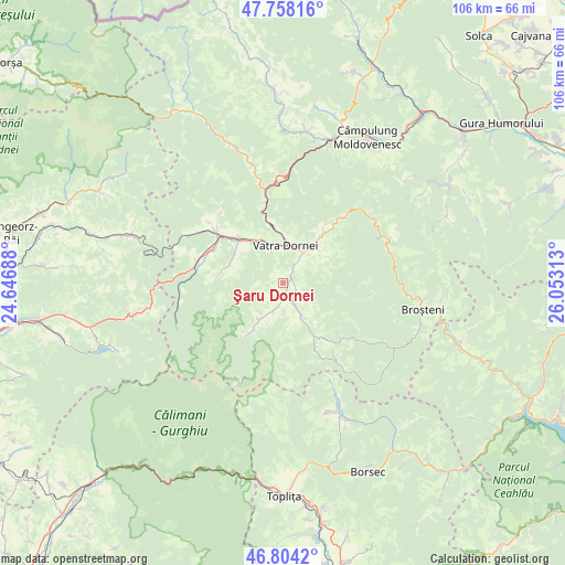 Şaru Dornei on map