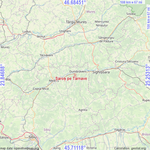 Șaroș pe Târnave on map