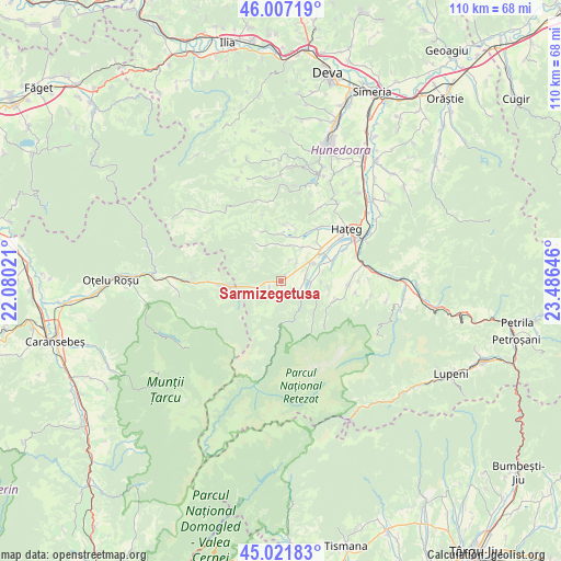 Sarmizegetusa on map