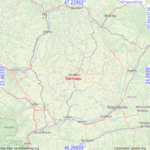 Sărmaşu on map