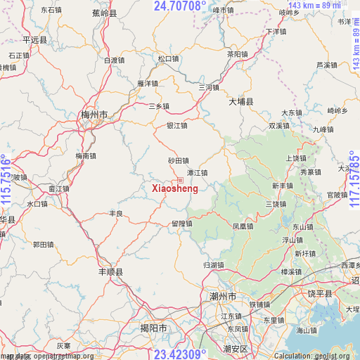 Xiaosheng on map